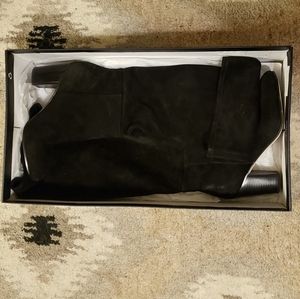 Black Tulle Suede Boots Size 8